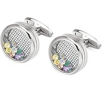 HAODUOO Mens Cufflinks Elegant Style Cuff Cufflinks Men's Wedding Groom Gift Cufflinks Caragir Cochakrinks Modest Luxury Round Multi-Collar Crystal Cufflinks Cufflinks(Silver)