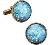 HAODUOO Mens Cufflinks Elegant Style Cuff Glass Cuffs Button Men's Exquisite Cufflinks Button Shirt Accessories Women and Personalized Metal Cuffs Button Clothing Accessories(Khaki)