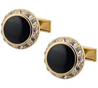HAODUOO Mens Cufflinks Elegant Style Cuff Men's French Shirt Cufflinks Round Cufflinks More Durable Crystal Cuff Link Gold Silver Cufflinks(Gold)