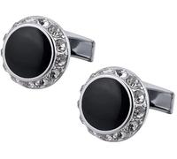 HAODUOO Mens Cufflinks Elegant Style Cuff Men's French Shirt Cufflinks Round Cufflinks More Durable Crystal Cuff Link Gold Silver Cufflinks(Silver)