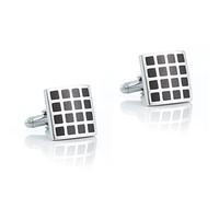 HAODUOO Men's Shirt Cufflinks Black Square Lattice Enamel Cufflinks French Shirt Cufflinks