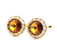 HAODUOO Men's Shirt Cufflinks Boutique Gold Round Crystal Cufflinks Premium French Shirt Sleevenails