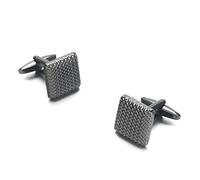 HAODUOO Men's Shirt Cufflinks Checkered Cuffs Square Pattern Gun Black Cuff Nails