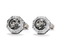 HAODUOO Men's Shirt Cufflinks Fashion Octagon Grey Crystal Silver Shirt Cuff Nails