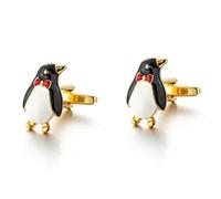 HAODUOO Men's Shirt Cufflinks French Dress Cuff Gold Penguin Cufflinks Animal Shaped Cuff Studs