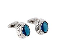 HAODUOO Men's Shirt Cufflinks Light Luxury Blue Zircon Oval Shirt Cuff Nails