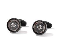 HAODUOO Men's Shirt Cufflinks Round Sand Black Exquisite Brown Pattern Shirt Cuff Nails
