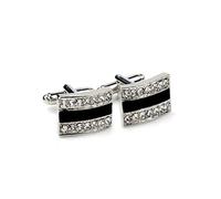 HAODUOO Rhinestone Cufflinks Fashion Black Enamel Jewelry Classic Men's Shirt Business Cuff Link Button (A