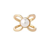 HAODUOO Three Ring Buckle Fashion Imitation Brooches Crystal Scarf Button Curved Cross Brooches Women Shawl Scarves Clip Clothing Accessories