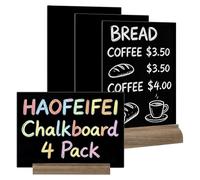 HAOFEIFEI 4 Pezzi A4 Lavagna Doppia Faccia Acrilico con Supporto Legno, Lavagna Nera Porta Menu A4 Bancone Ristorante, 3mm Compatibile Gesso Liquido e Standard per Caffè Trattoria Osteria Bar Negozio