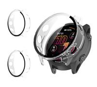 Haofun 2 Pezzi Cover per Garmin Forerunner 570 47mm/ Forerunner 970, con 9H HD Ultra Vetro Temperato Pellicola Protettiva, PC Protettiva Custodia, Protezione Completa - Trasparente