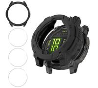 Haofun Cover per Garmin Instinct 3 45mm AMOLED/Solar, con 9H HD Ultra Vetro Temperato Pellicola Protettiva*3 + Nero TPU Protettiva Custodia*1, Protezione Completa