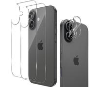 Haofun Posteriore Vetro Temperato per iPhone 17, 2 Pezzi Posteriore Pellicola Protettiva e 2 Pezzi Pellicola Fotocamera, Anti Graffio, Durezza 9H Schermo Vetrino, Vetro Protettivo