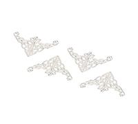 Haofy 100 Pezzi di Ottone Antico, Bianco Argenteo, Giallo in Ferro Vintage Angolo Angolare Ferro Angolo per Protezione in Scatola, Facile Installazione (Silver White)