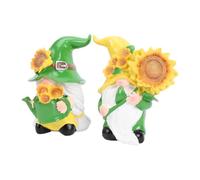 Haofy 2 Pezzi Statuette di Gnomo in Resina con Girasole, Statua da | Ornamenti Nani Alti 4,7 in e 4,1 in, Set Simmetrico per Vialetti da Giardino, Fusione in Resina Resistente Sbiadimento e a