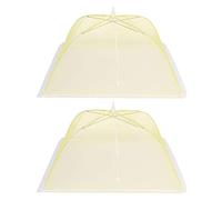 Haofy 2Pcs / 43x43cm Ombrello pieghevole per alimenti Mesh per uso domestico Copertura per alimenti Tenda Lavabile Attrezzo da per Coperchio Piatto Verdura Carne (giallo)