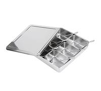 Haofy 6 Griglie Scatola per condimenti in acciaio inossidabile Contenitori per condimenti Contenitore per spezie Contenitore da cucina Set con cucchiai Utensili da cucina