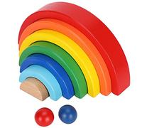 Haofy Blocchi da Costruzione in Legno Impilabili Arcobaleno per Giochi Fantasiosi, Perfetti per i Bambini, Materiale Non Tossico