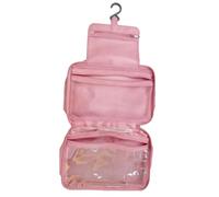 Haofy Borsa da Toilette da Viaggio Compatta, Tessuto Oxford, Organizer Portatile per Trucchi e Cura della Pelle, Ideale per Vacanze e Festival in Famiglia (PINK)
