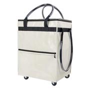 Haofy Borsa della Spesa Riutilizzabile in Poliestere Resistente All'acqua con Ruote Carrello Pieghevole di Grande capacità per lo Shopping in Campeggio (WHITE)