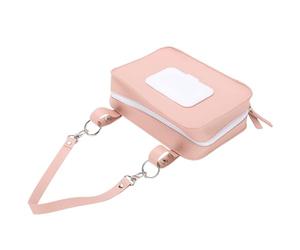 Haofy Borsa per Pannolini Multiuso con Dispenser di Salviette per Genitori in Movimento, Elegante Custodia in Pelle PU per Neonati, 9,06x6,1x2,76 Pollici (PINK)