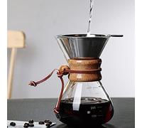 Haofy Caramine per caffè a Goccia da 800 Ml di caffè, Vetro su per la Caffettiera con un Filtro in Acciaio Inossidabile a Doppio Strato V Manica in Legno per la Festa del Bar, Alta Resistenza Al