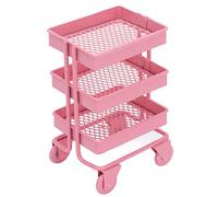Haofy Carretto a Mano in Miniatura, Porta-carrello per Casa delle Bambole a 3 Livelli in Metallo, per la Ricreazione dei Bambini e la Decorazione della Casa delle Bambole (PINK)