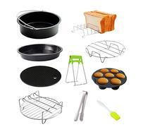 Haofy Cestello per Accessori per Friggitrice Ad Aria per Friggitrici Ad Aria da 3,2 QT a 5,8 QT, Set di 10 Teglie in Metallo da 7 Pollici, con Vassoio per Pizza, Supporto per Stampi per Cupcake e (8