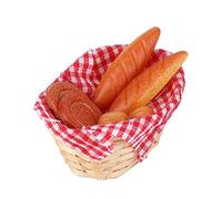 Haofy Cestino per il Pane della Casa delle Bambole 1:12, Mini Cassa in bambù con Pane Realistico, Decorazione Perfetta per la Cucina per Bambini e Amanti delle Box/Cover delle Bambole