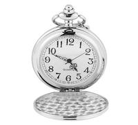 Haofy Ciondolo con Orologio da Tasca Analogico al Quarzo con Numeri Arabi Chiari e Catena Sottile Argento per Regalo di Natale, Halloween, Anniversario