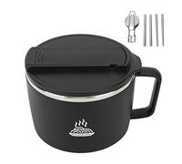 Haofy Ciotola per noodle in acciaio inossidabile 304 con coperchio, spork e bacchette, design slot per telefono, uso microonde, adatta per ufficio, casa, scuola, picnic, dormitorio