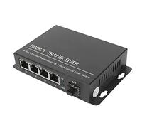 Haofy Convertitore Multimediale in Fibra SFP, Ricetrasmettitore Plug And Play in Fibra Ethernet in Metallo 4 Porte Elettriche 100-240V per la Casa (Spina UE)