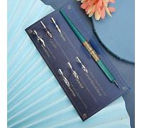 Haofy Dai una Bella Penna con Pennini e Penna in Legno per Pennini per per la Calligrafeshow Inglese (Ciano)