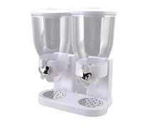 Haofy Dispenser per Cereali da Banco Dispenser per Alimenti Secchi a Doppio Contenitore Contenitore Ermetico in ABS da 7 Litri con Controllo della Porzione Twist da 1 Oncia per Famiglie (WHITE)