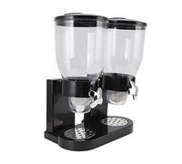 Haofy Dispenser per Cereali da Banco Dispenser per Alimenti Secchi a Doppio Contenitore Contenitore Ermetico in ABS da 7 Litri con Controllo della Porzione Twist da 1 Oncia per Famiglie (BLACK)