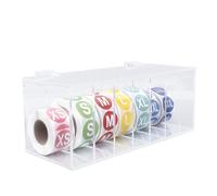 Haofy Dispenser per Etichette a 7 Slot, Materiale Acrilico, Supporto per Adesivi con Slot Trasparente, Dimensioni 9x3,4x3,4 Pollici per l'organizzazione dell'ufficio Domestico
