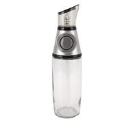 Haofy Dosatore per Olio, Erogatore di Olio da 500 ml in Vetro a Prova di Perdite, Bottiglia con Pompa in Silicone Alimentare e Acrilico, Tipo a Pressa, Dispenser Quantitativo per (Argento)
