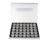 Haofy Elegante Contenitore a 35 Griglie per Decorazioni artistiche, Organizer Portatile con Coperchio Antipolvere (35 Bottiglie + Scatola Regalo)