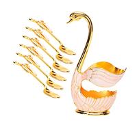 Haofy Elegante Set di Stoviglie con Base a Forma di Cigno per Dessert Al caffè, Forchette e Cucchiai Sani in Lega di Zinco per la Casa e il Ristorante Scena applicabile: Uso Domestico e Ristorante