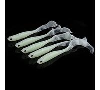 Haofy Esche Artificiali per la Pesca Morbide Esche per Vermi Artificiali in PVC 5 Pezzi 13 Cm Esca per Pesca in Plastica Morbida Argento con Azione Coda a T per Pescatori di Trote Basse (Luminoso)