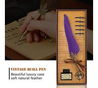 Haofy Europeanism Vintage Quill Feather Dip Pen Set, con 5 Pennini e Bottiglia di Inchiostro, Penne di Calligrafia Leggera Ed Elegante per la Scrittura, Kit Che Scrive Inchiostro, Miglior per la