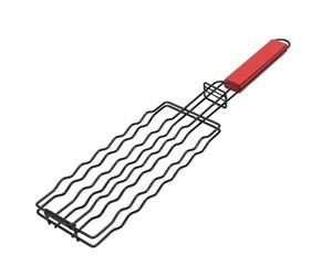 Haofy Griglia per Salsicce, Supporto per 6 Salsicce in Materiale di Ferro Premium con Manico in Legno Resistente Al Calore per Barbecue in Giardino e Campeggio (BLACK)
