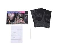 Haofy Kit Artistico da Grattare, Serie di Edifici in Formato A4 da 4 Fogli con Penna in bambù, Crea Scene Notturne Colorate della città, per Decorazioni per la (A4 (4 vedere))