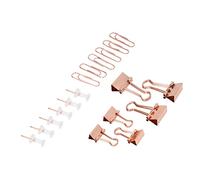 Haofy Kit di Clamp/Holder per Ufficio in Metallo Antiruggine per Organizzazione, Conservazione della Carta, Decorazione, Forniture per Ufficio, 20 Puntine da Disegno, 30 Graffette per Carta, 7 (Oro