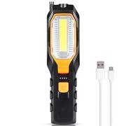 Haofy LED Work Light, luce di ispezione COB ricaricabile con 4 modalità Super Bright Worklight, Portable Handheld USB Torcia flashlight Lampada di lavoro magnetica girevole con magnete e gancio