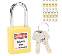 Haofy Lucchetto di Sicurezza Industriale Lucchetto di Bloccaggio in Nylon PA e Acciaio Grillo 38 Mm 10 Set per Bloccaggio Tagout in Gas di Petrolio Energia Chimica Energia Nucleare Logistica (YELLOW)
