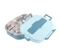 Haofy Lunch Box a 4 Griglie, Box Portatile in Acciaio Inossidabile 304 con Cucchiaio e Bacchette, Ideale per Adulti e Studenti, Dimensioni 10,2 X 7,3 X 3,1 Pollici (Portapranzo a quattro scomparti