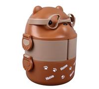 Haofy Lunch Box, Contenitore per Alimenti Impilabile a 2 Strati, Contenitore per Alimenti Riutilizzabile a Tenuta Stagna per Picnic all'aperto, Viaggi di Lavoro, Dimensioni 20,6 Cm (BROWN)