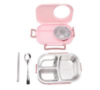 Haofy Lunch Box Contenitore per il Pranzo a Doppio Strato da 1450 Ml con Interno in Acciaio Inossidabile 304 e Ciotola per Zuppa, Posate Incluse, Design Resistente Alle Perdite per Ufficio (PINK)