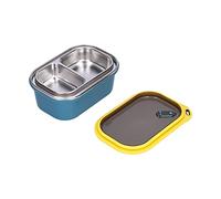 Haofy Lunch Box in Acciaio Inossidabile, Funzione di Riscaldamento, Box Isolato da 1,2 Litri con 2 Vassoi Rimovibili per Viaggi Picnic in Ufficio e Scuola (1.2L-Doppio Strato-Blu)